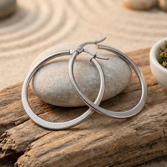 ๐๏ธMinimalist 316L Stainless Steel Hoop Earrings | Trendy & Hypoallergenic Hoops - Picture 5 of 14